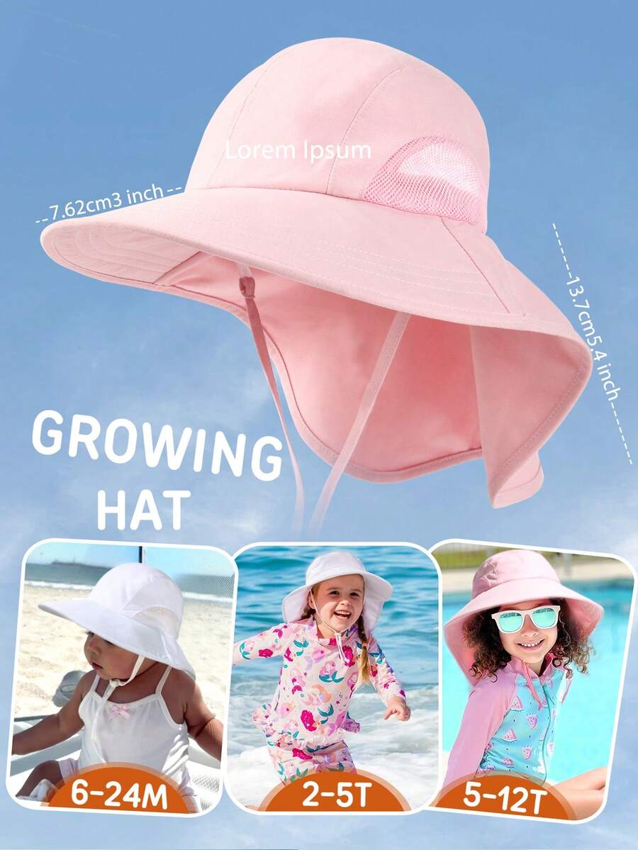Baby Toddler Wide Brim Sun Hat with Neck Flap UPF Protection Beach and Travel Hat
