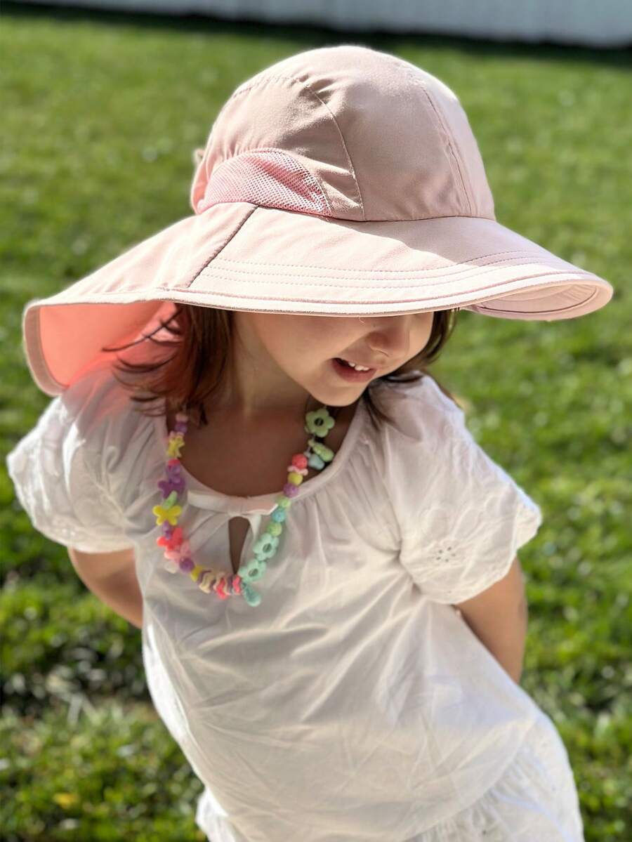 Baby Toddler Wide Brim Sun Hat with Neck Flap UPF Protection Beach and Travel Hat