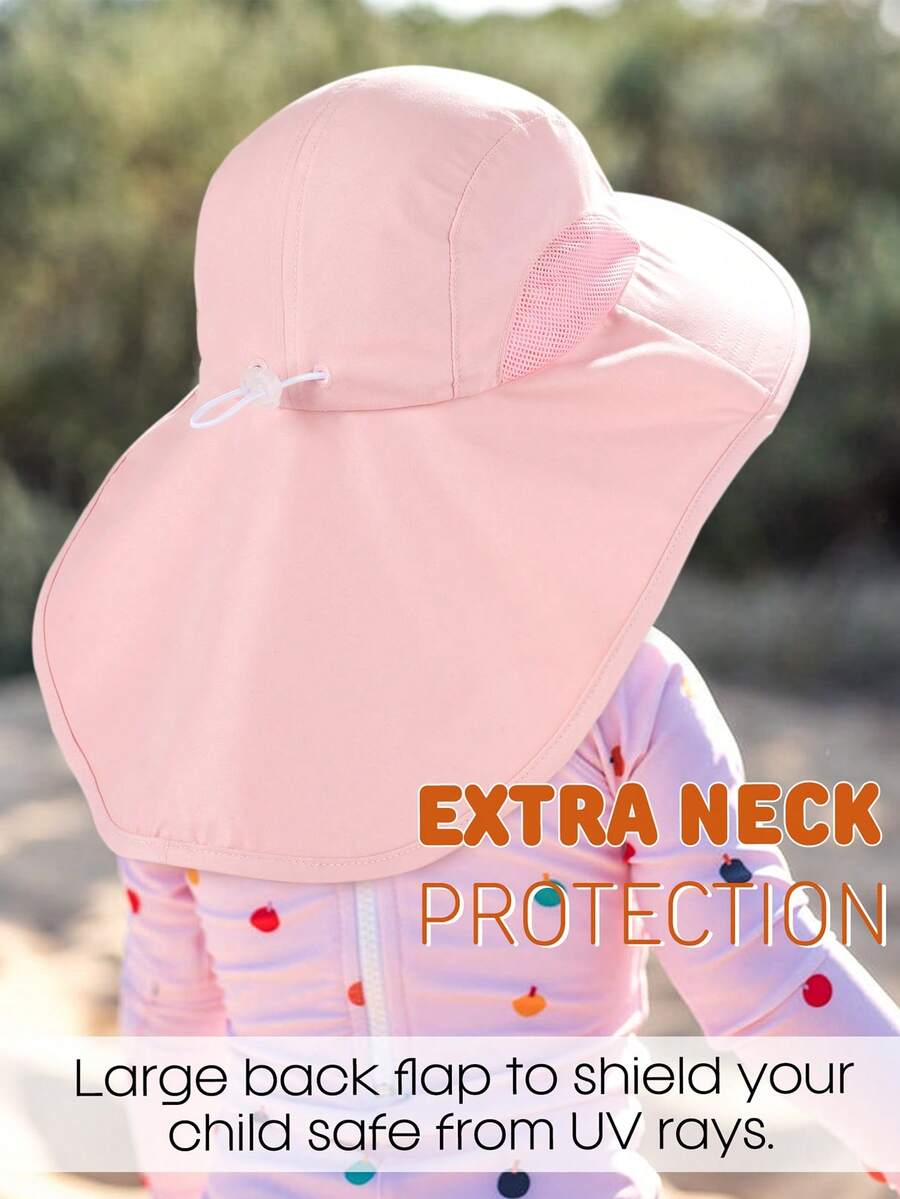 Baby Toddler Wide Brim Sun Hat with Neck Flap UPF Protection Beach and Travel Hat