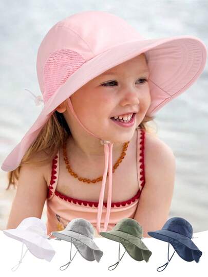 Baby Toddler Wide Brim Sun Hat with Neck Flap UPF Protection Beach and Travel Hat