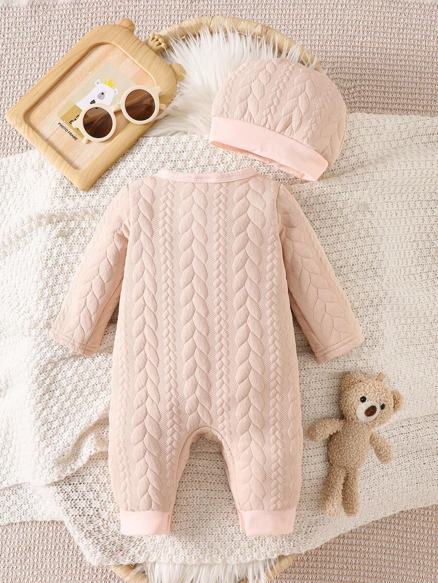 Baby Bear Print Casual Jumpsuit - Durable Fall Winter One-Piece for Infants