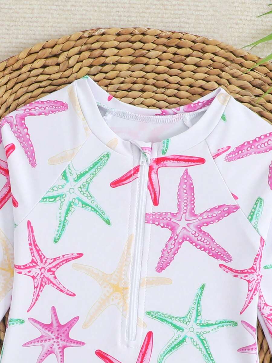 Toddler Girls Long Sleeve Butterfly One Piece Swimsuit Beach Vacation Outfit