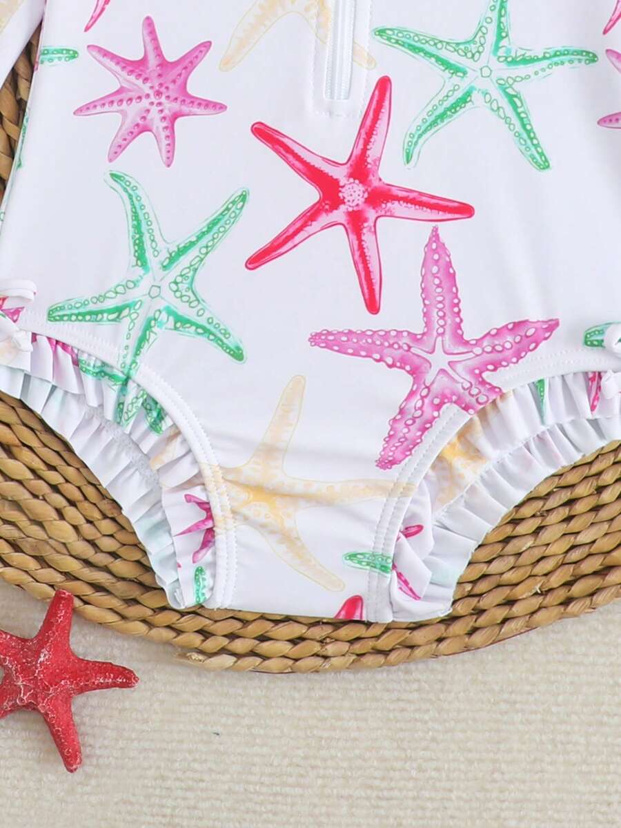 Toddler Girls Long Sleeve Butterfly One Piece Swimsuit Beach Vacation Outfit