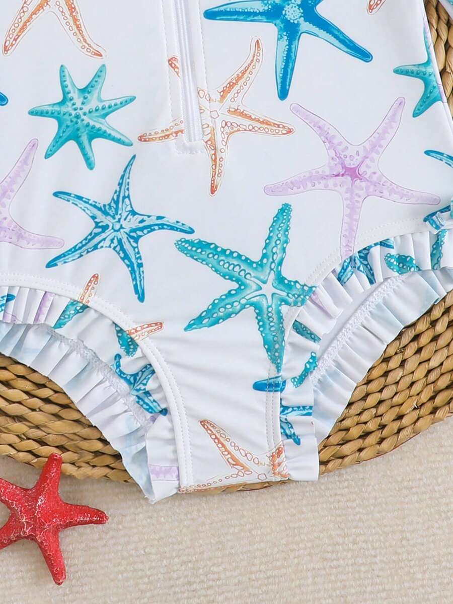 Toddler Girls Long Sleeve Butterfly One Piece Swimsuit Beach Vacation Outfit