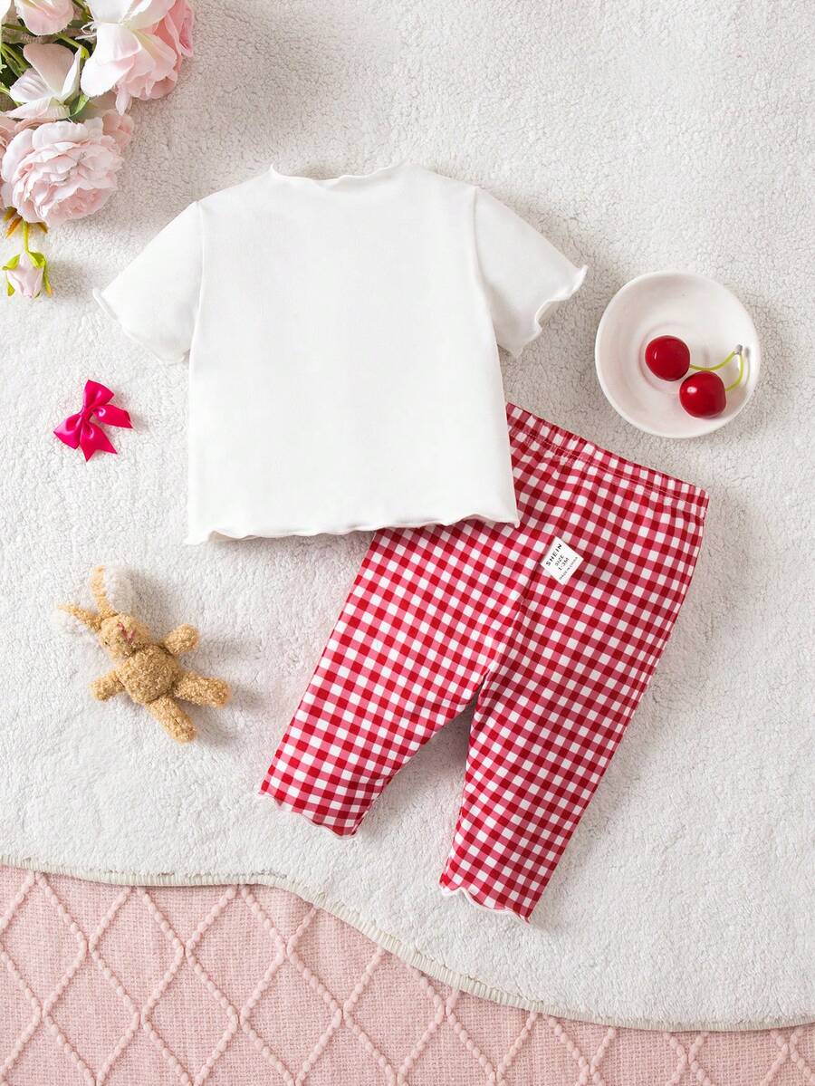 2PCS Baby Daisy Print T-Shirt and Shorts Set for Summer Daily Wear