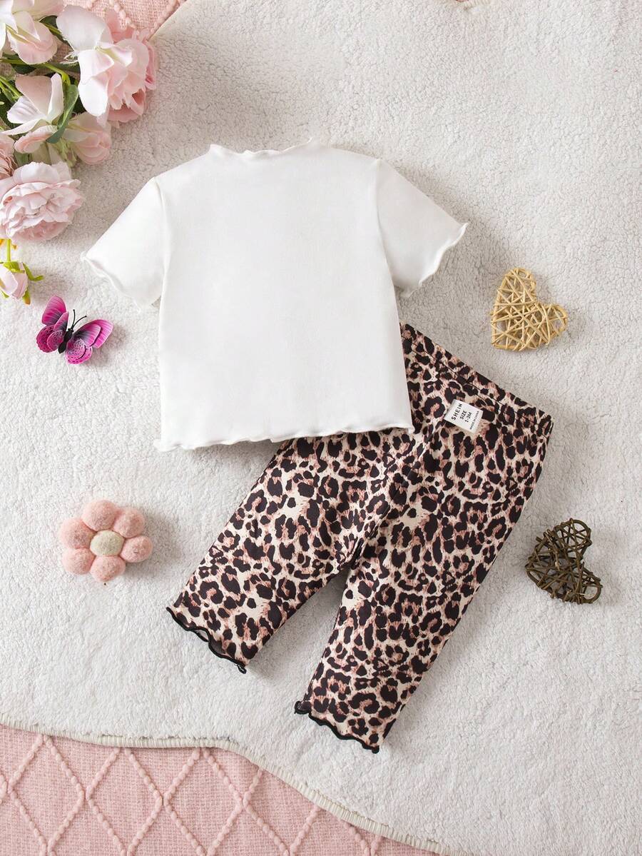 2PCS Baby Daisy Print T-Shirt and Shorts Set for Summer Daily Wear