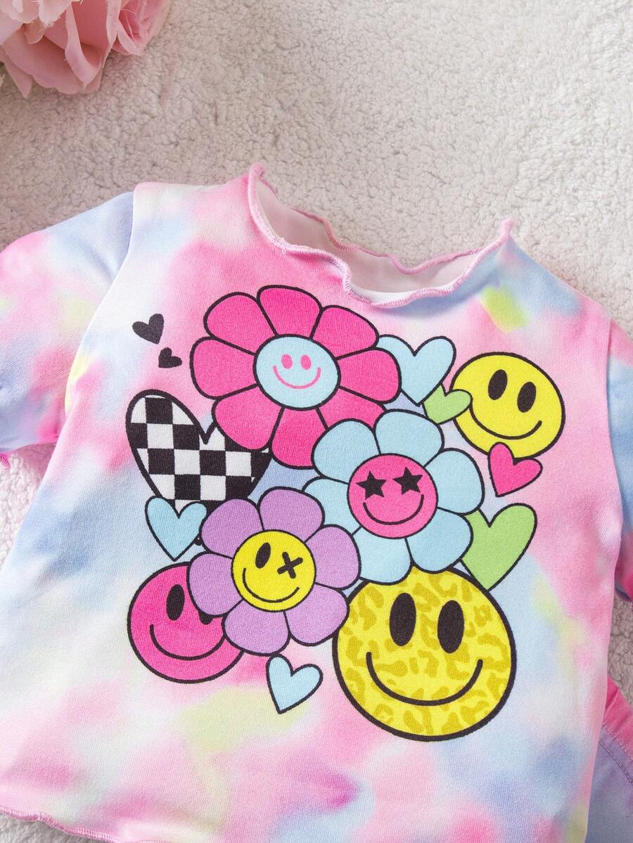 2PCS Baby Daisy Print T-Shirt and Shorts Set for Summer Daily Wear