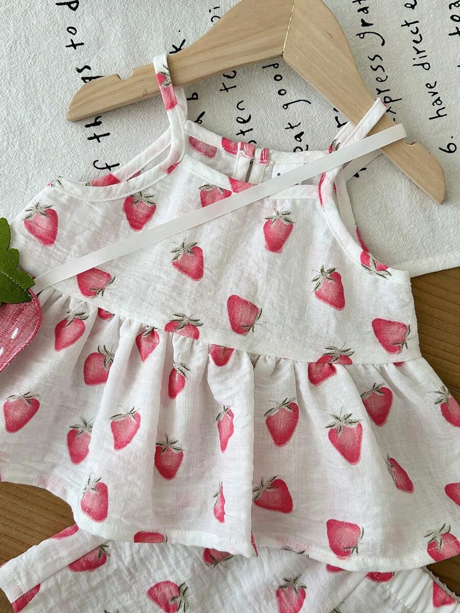 Cute Cherry Summer Clothing Set For Little Girls Party And Outing Style