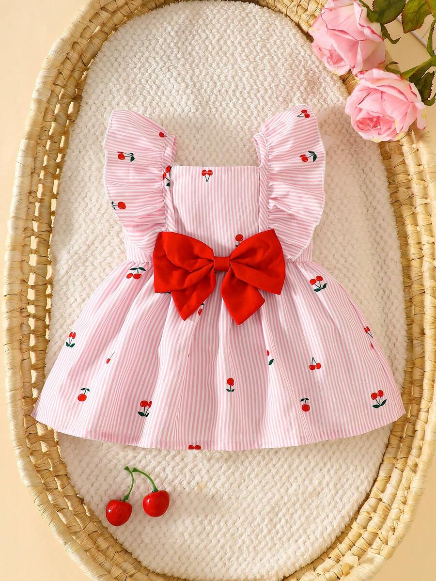 2PCS Baby Watercolor Floral Dress and Hairband Set for Cute Summer Outings