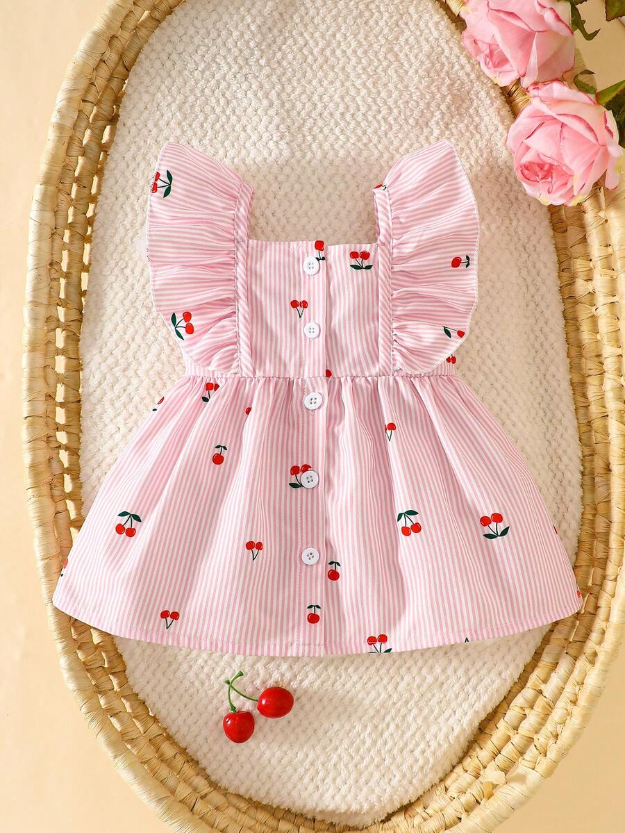 2PCS Baby Watercolor Floral Dress and Hairband Set for Cute Summer Outings