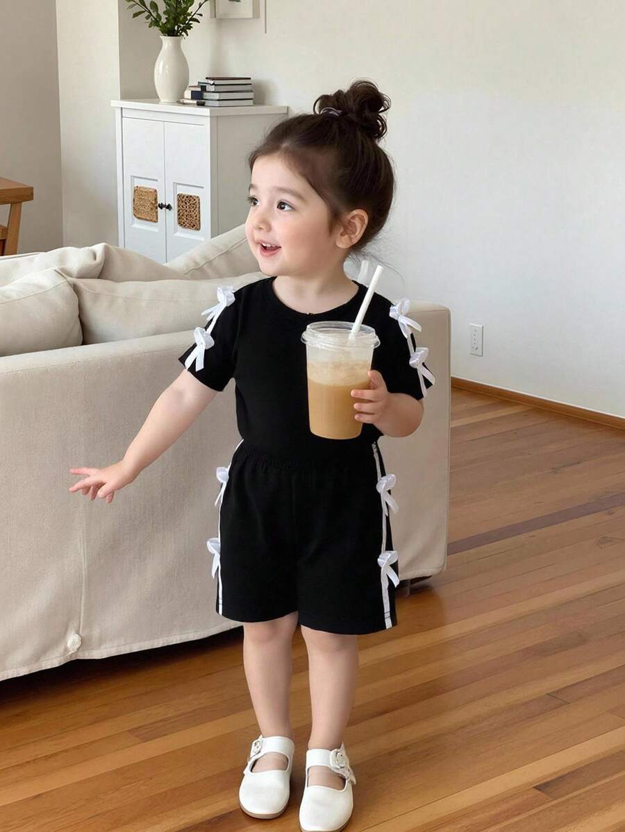 Pride Rainbow Short Sleeve Top & Shorts Set for Toddler Girls