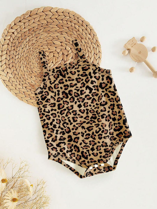 Newborn Baby Girl Leopard Print Romper – Soft & Stylish Summer Outfit