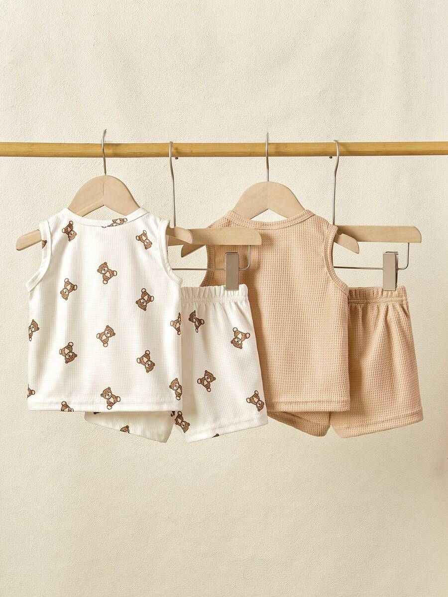 Cute Dinosaur Print Summer Set with Faux Pocket Detail for Baby Boys