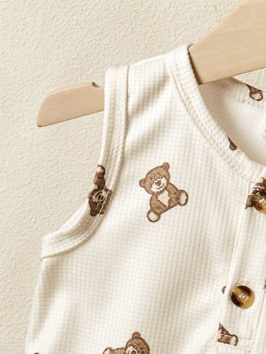 Cute Dinosaur Print Summer Set with Faux Pocket Detail for Baby Boys