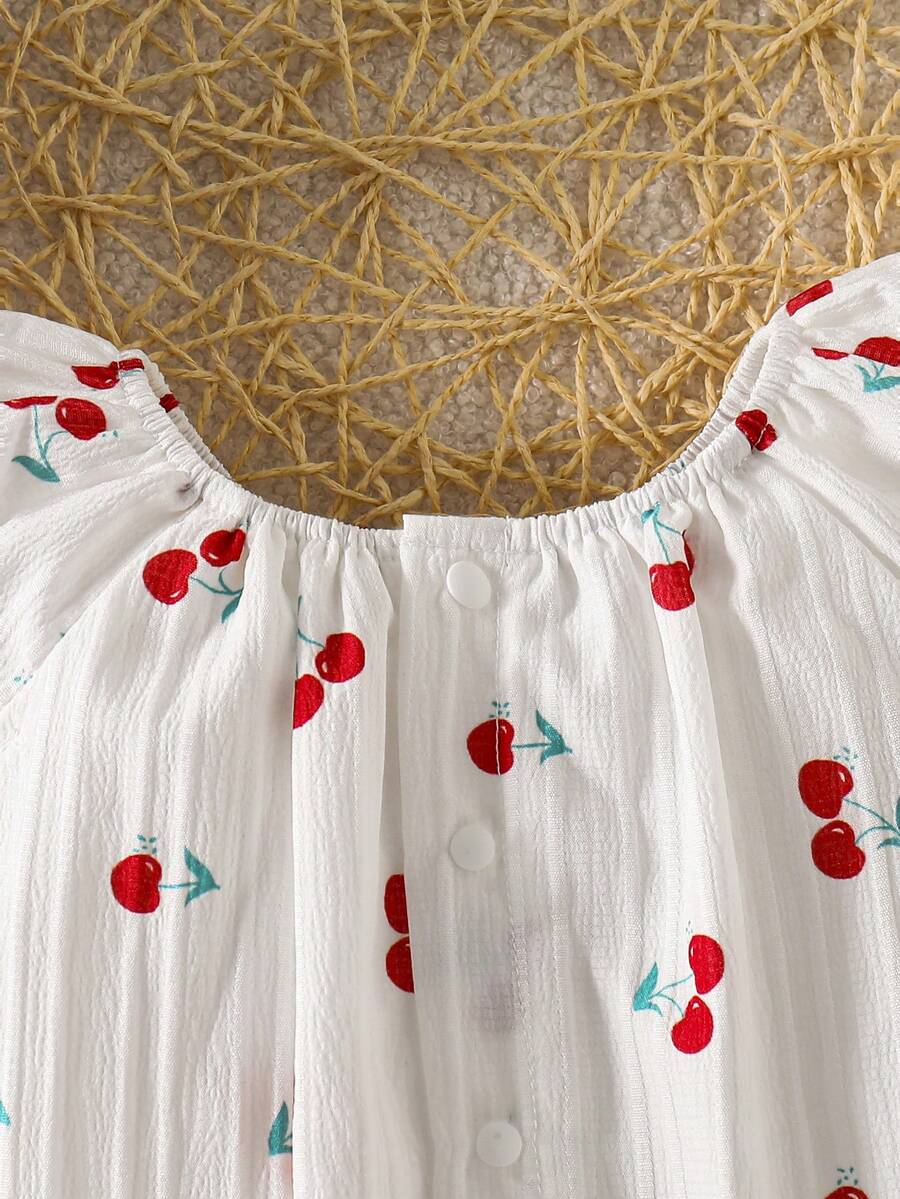 Lemon Print Ruffle Trim Bodysuit and Headband Set for Cute Summer Daily Wear
