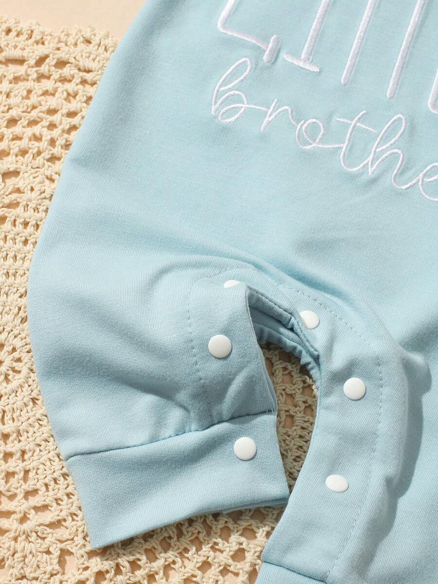 Baby Little Brother Embroidered Outfit Set for Photoshoots and Baby Shower Gifts