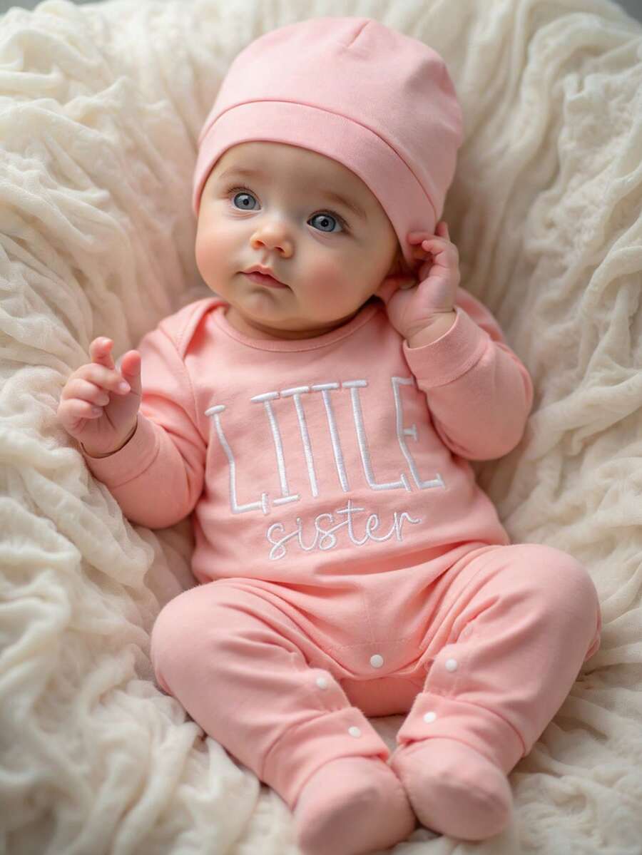 Baby Little Brother Embroidered Outfit Set for Photoshoots and Baby Shower Gifts