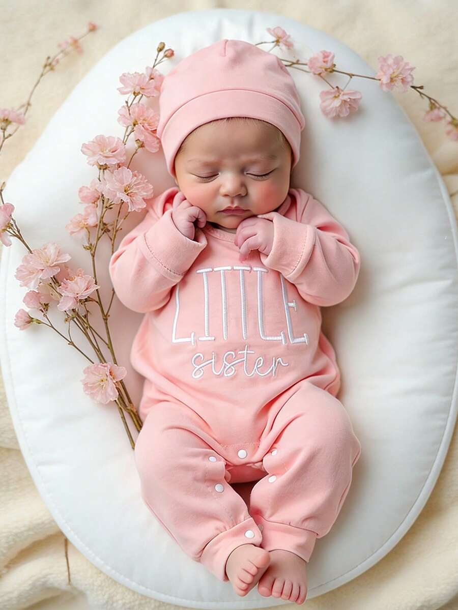 Baby Little Brother Embroidered Outfit Set for Photoshoots and Baby Shower Gifts