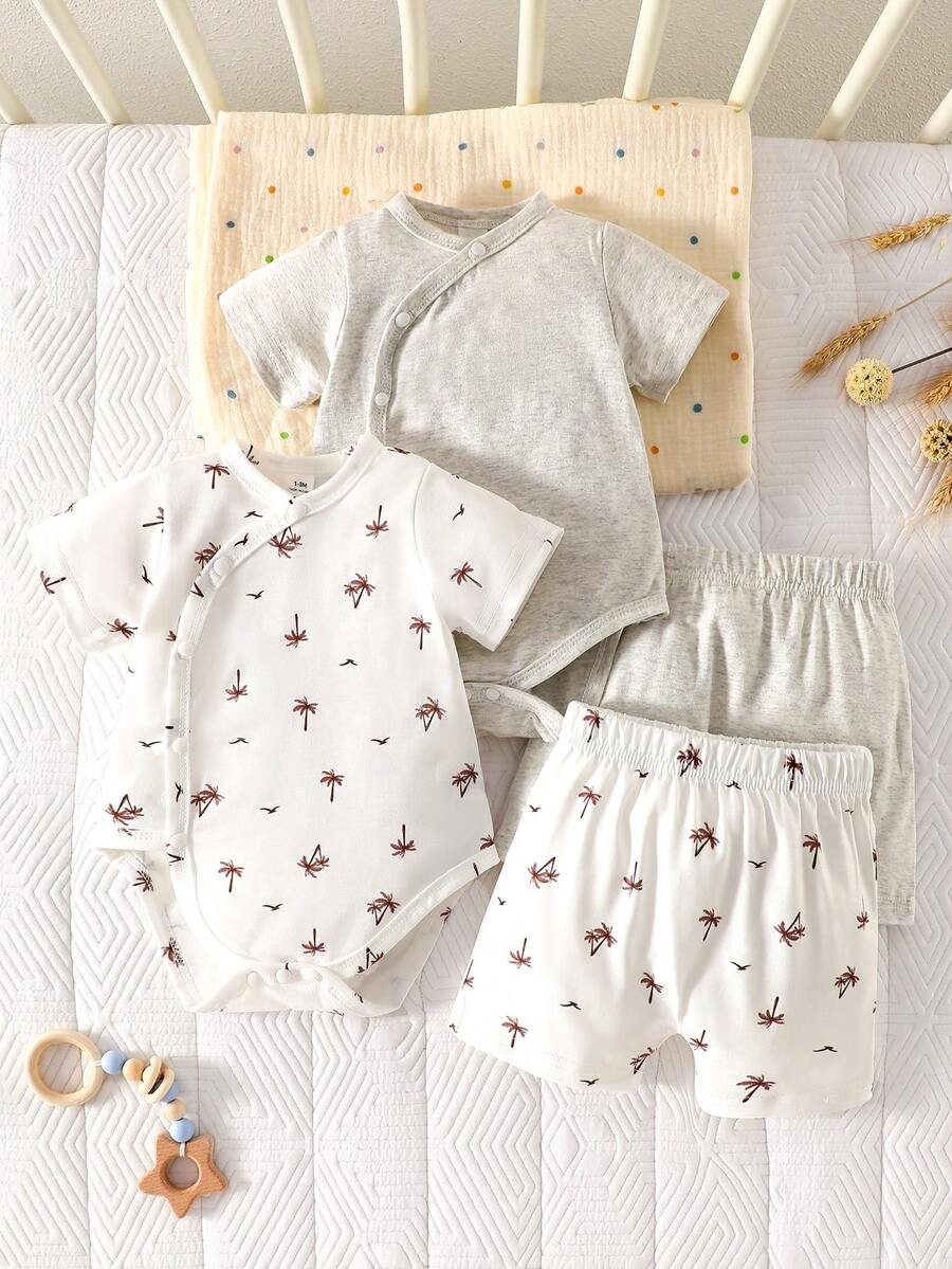 Baby Lion Print Romper and Shorts Set for Daily Wear and Photoshoots