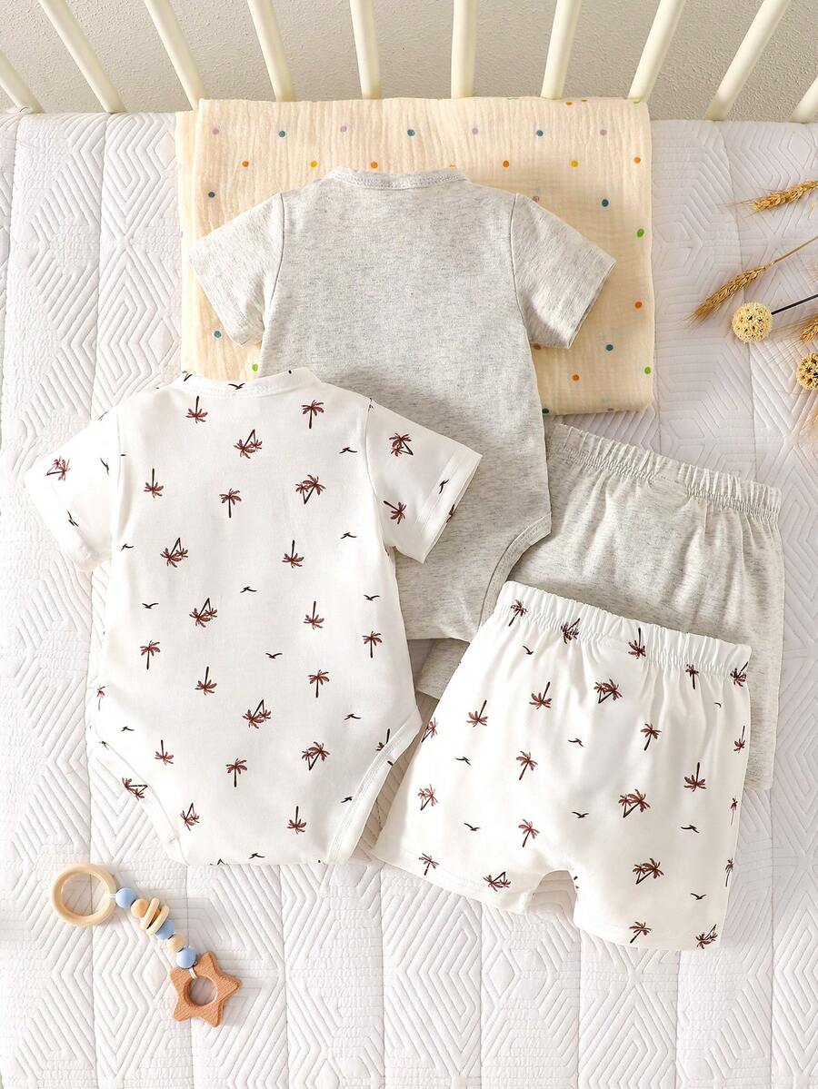 Baby Lion Print Romper and Shorts Set for Daily Wear and Photoshoots