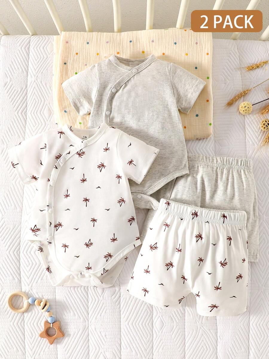 Baby Lion Print Romper and Shorts Set for Daily Wear and Photoshoots