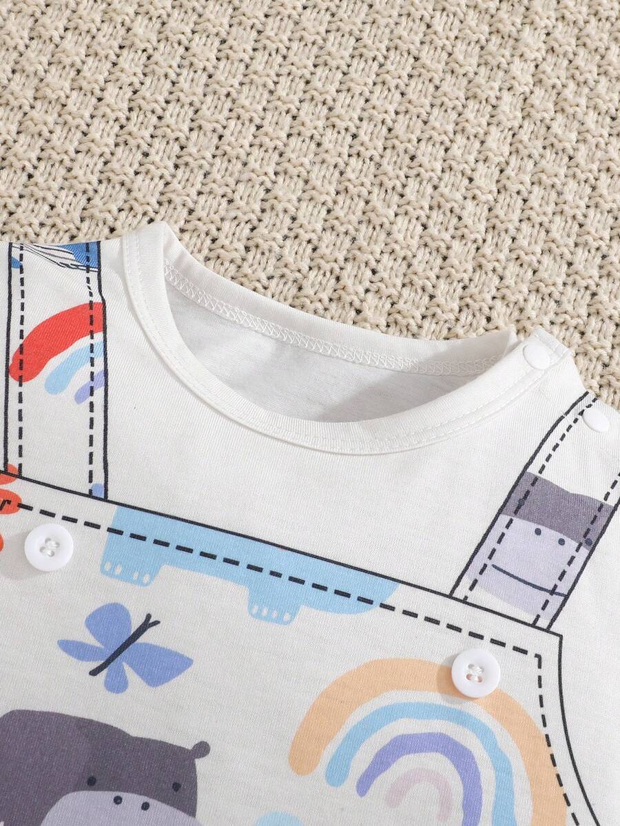 Baby Boy Cute Animal Party Print One Piece Pants Casual Soft Everyday Outfit