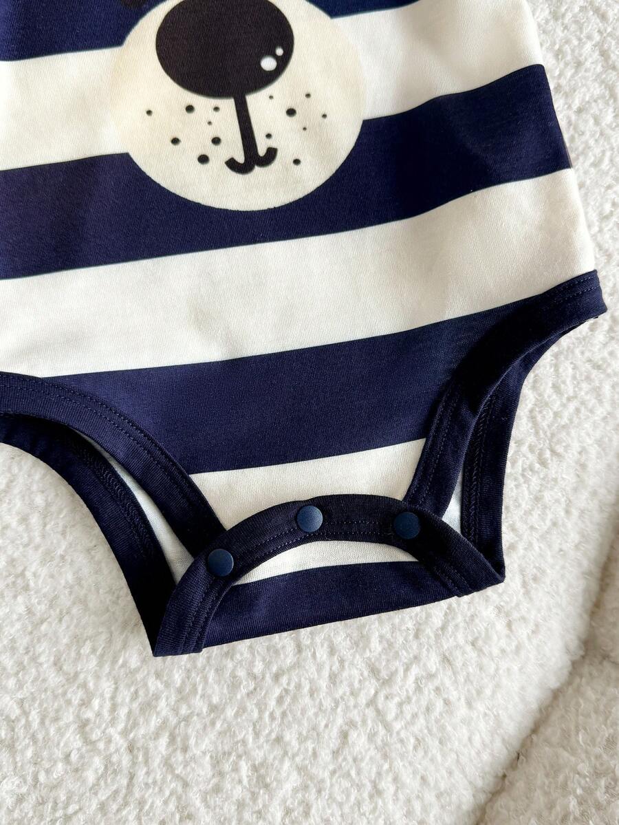 6pcs Baby Romper and Pants Set with Colorblock Stripes and Star Pattern for Spring and Summer