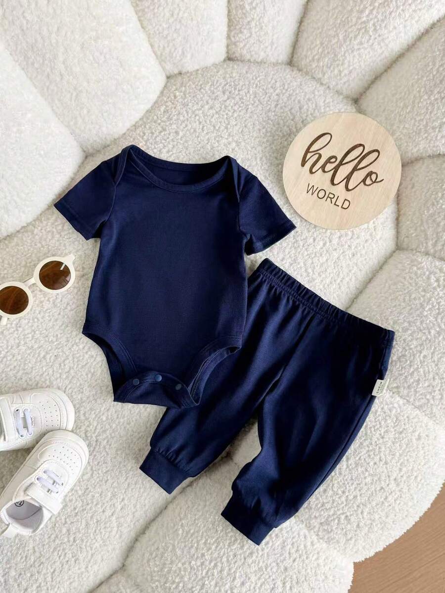 6pcs Baby Romper and Pants Set with Colorblock Stripes and Star Pattern for Spring and Summer