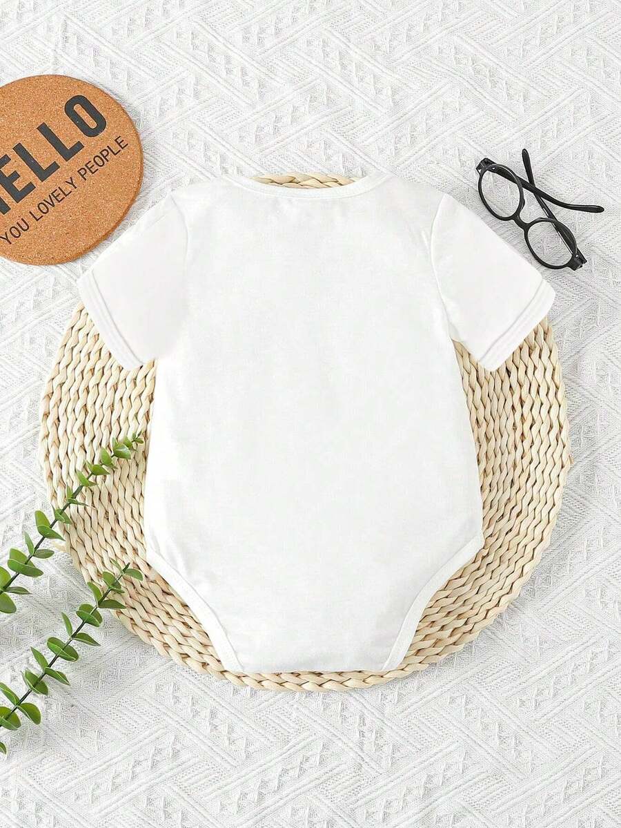 Baby Boy Funny Letter Print Short Sleeve Bodysuit Casual Summer Outfit Back Off I Have A Crazy Grandma
