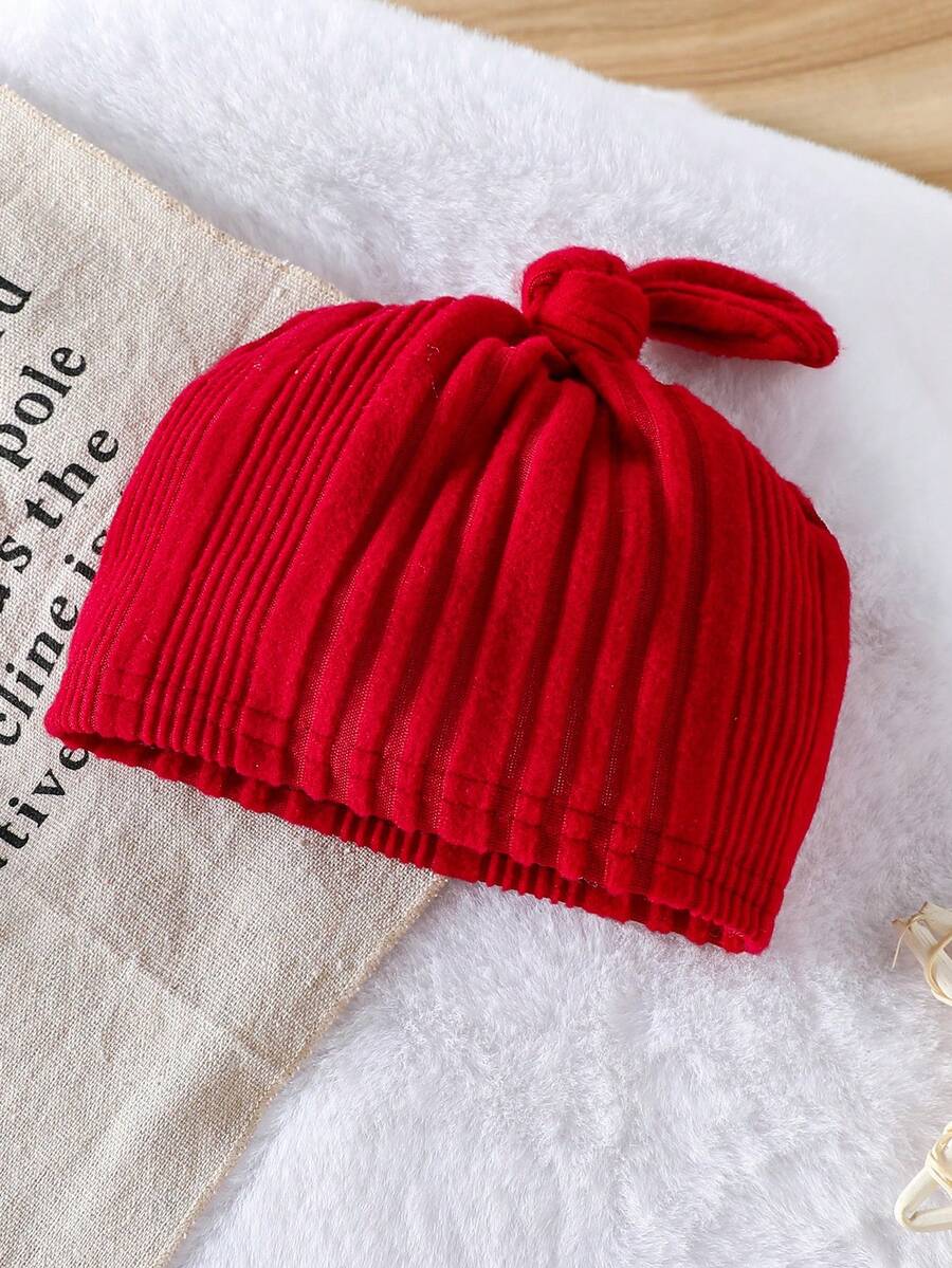 Baby Ribbed Knit Long Sleeve Jumpsuit Set with Matching Hat for Daily Wear