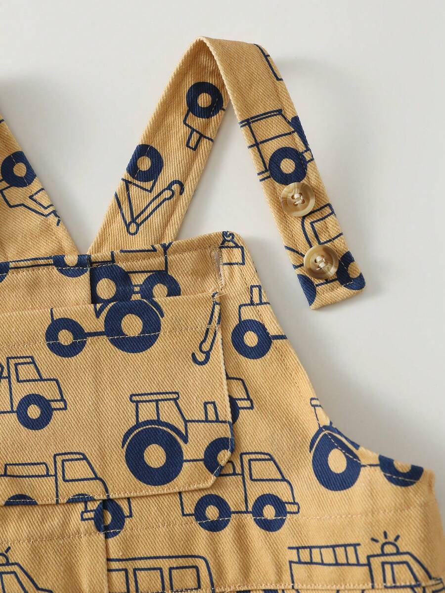 2-Piece Toddler Boy Outfit: Black Graphic T-Shirt and Camo Bib Shorts