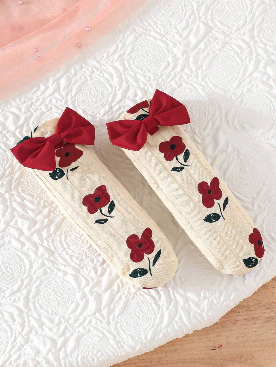 3PCS Baby Dress Gift Set with Bow Headband and Socks for Cute Daily Wear