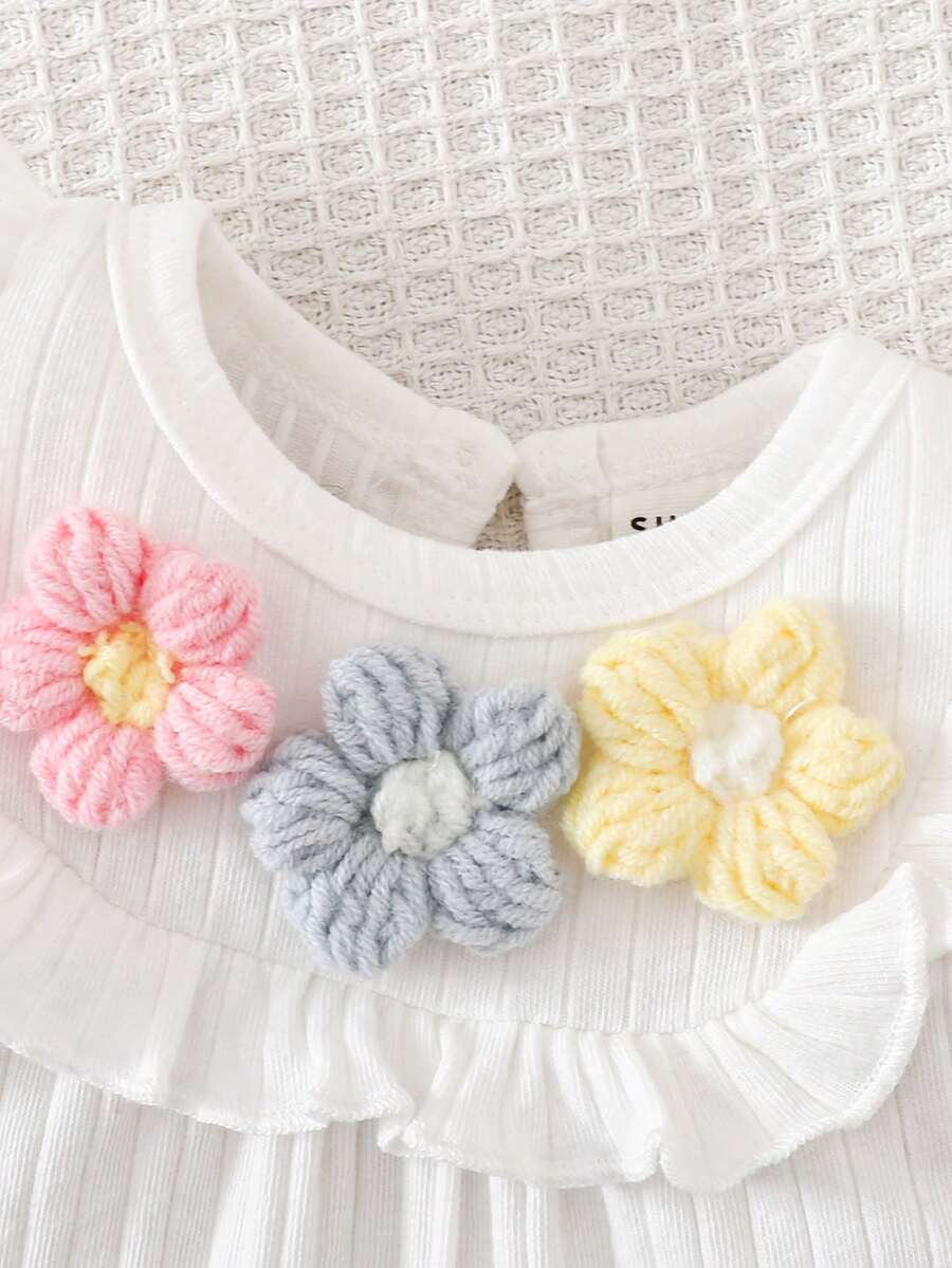 Baby Embroidered Bubble Sleeve Jumpsuit Shorts for Cute Summer Daily Wear