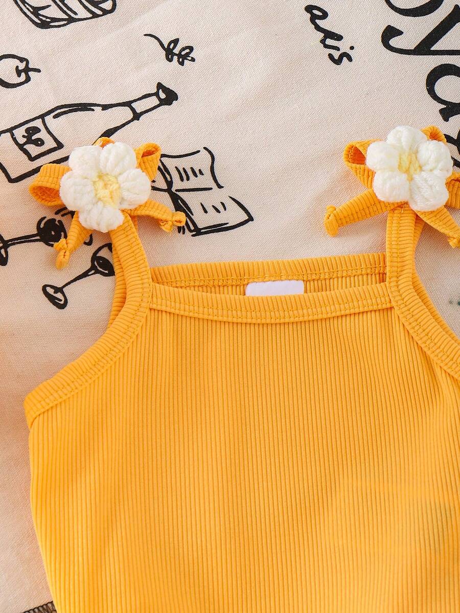 Sweet Floral Print Camisole and Layered Ruffle Pants Set for Toddler Girls
