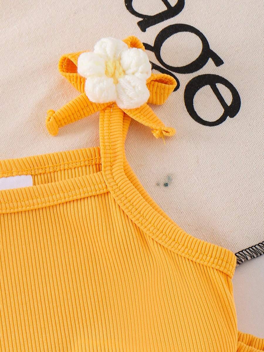 Sweet Floral Print Camisole and Layered Ruffle Pants Set for Toddler Girls
