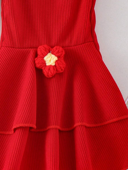 Sweet Floral Print Camisole and Layered Ruffle Pants Set for Toddler Girls