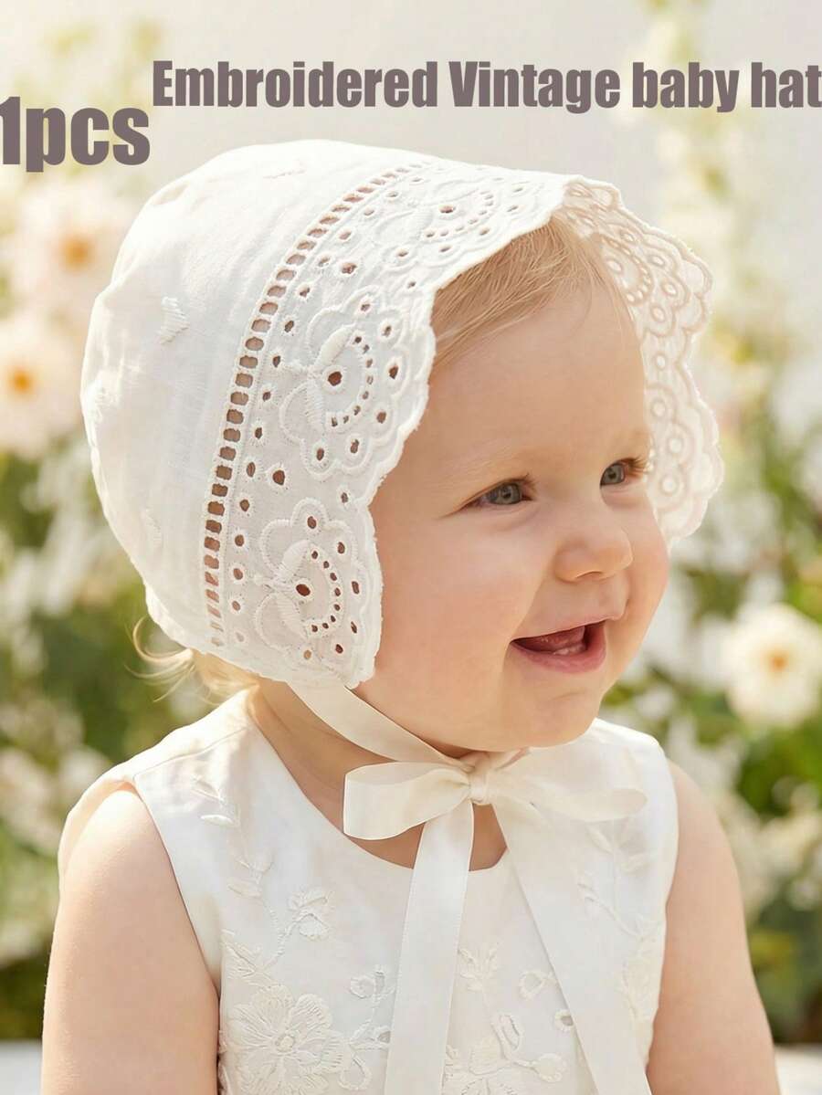 Vintage Embroidered Baby Bonnet Hat for Cute Daily Wear