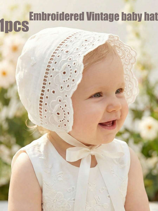 Vintage Embroidered Baby Bonnet Hat for Cute Daily Wear