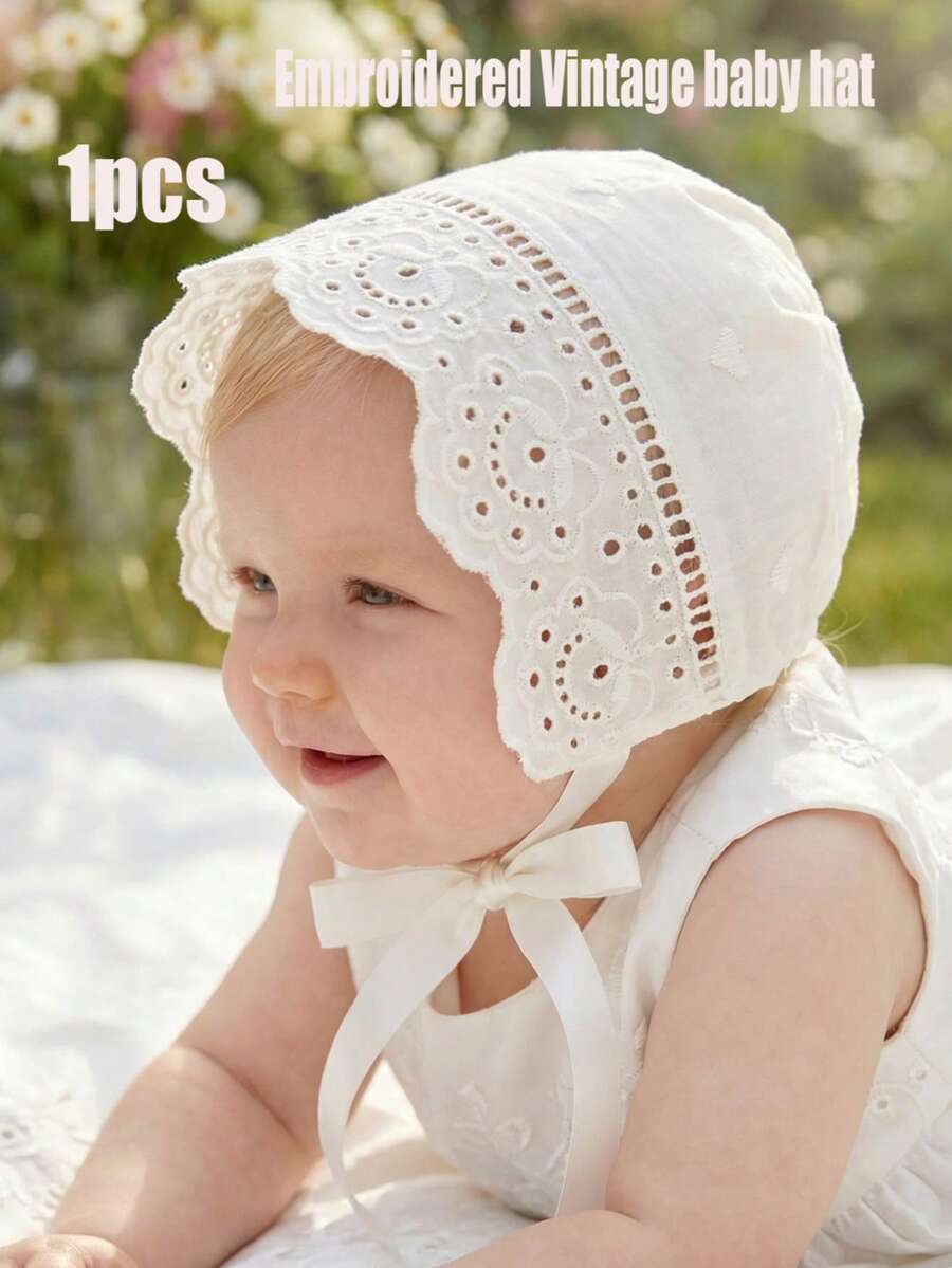 Vintage Embroidered Baby Bonnet Hat for Cute Daily Wear