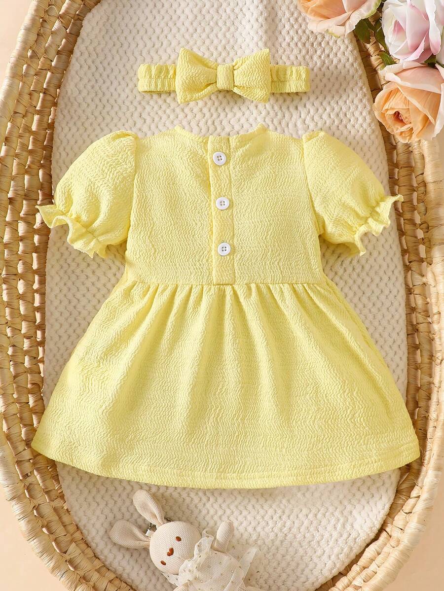 Newborn Pink Bow Dress & Headband Set - Sweet Princess Style Outfit