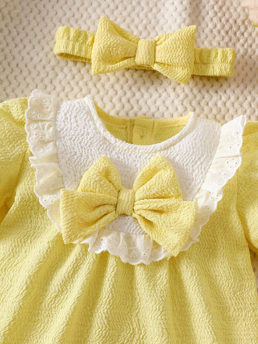Newborn Pink Bow Dress & Headband Set - Sweet Princess Style Outfit