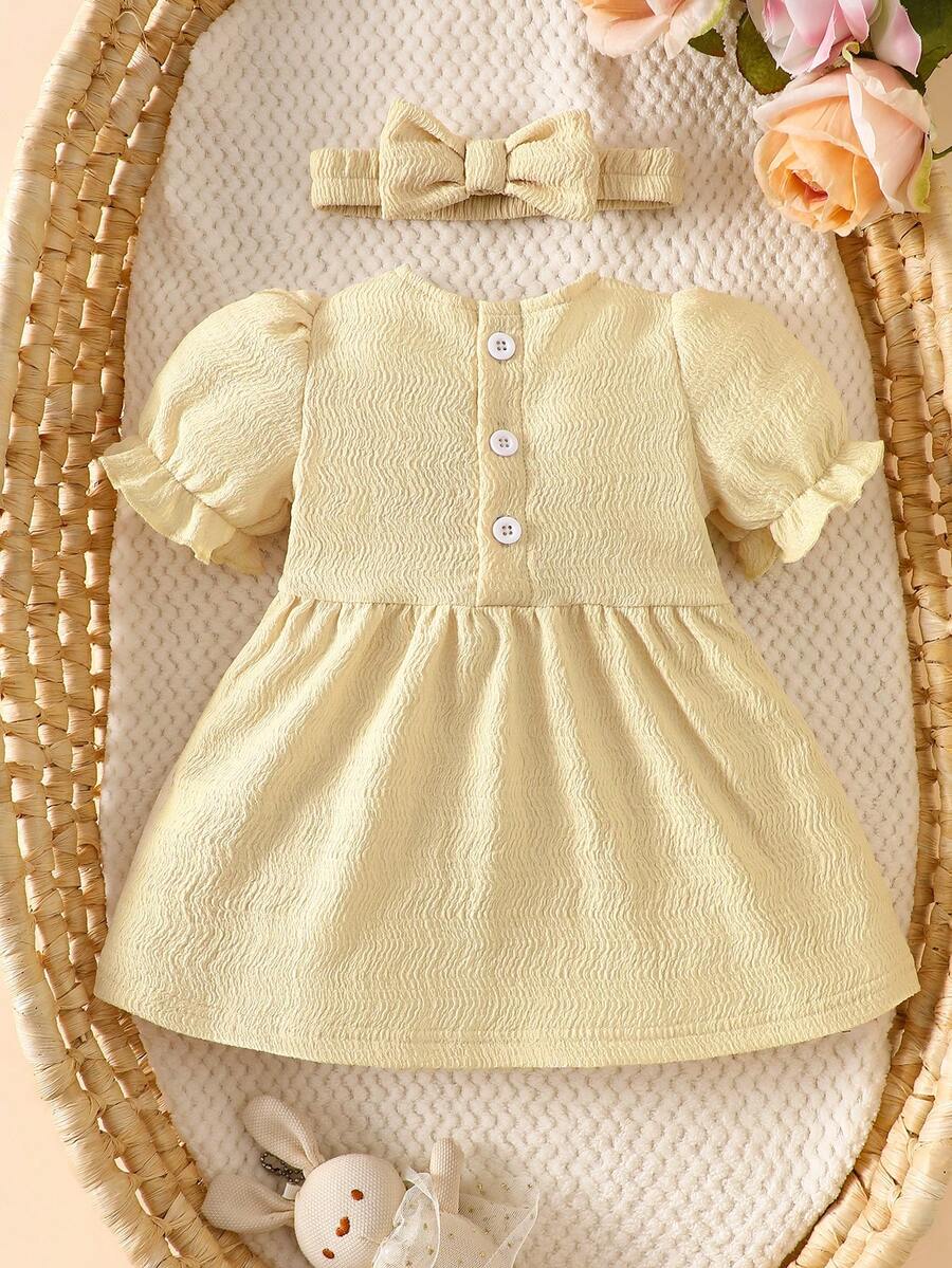 Newborn Pink Bow Dress & Headband Set - Sweet Princess Style Outfit