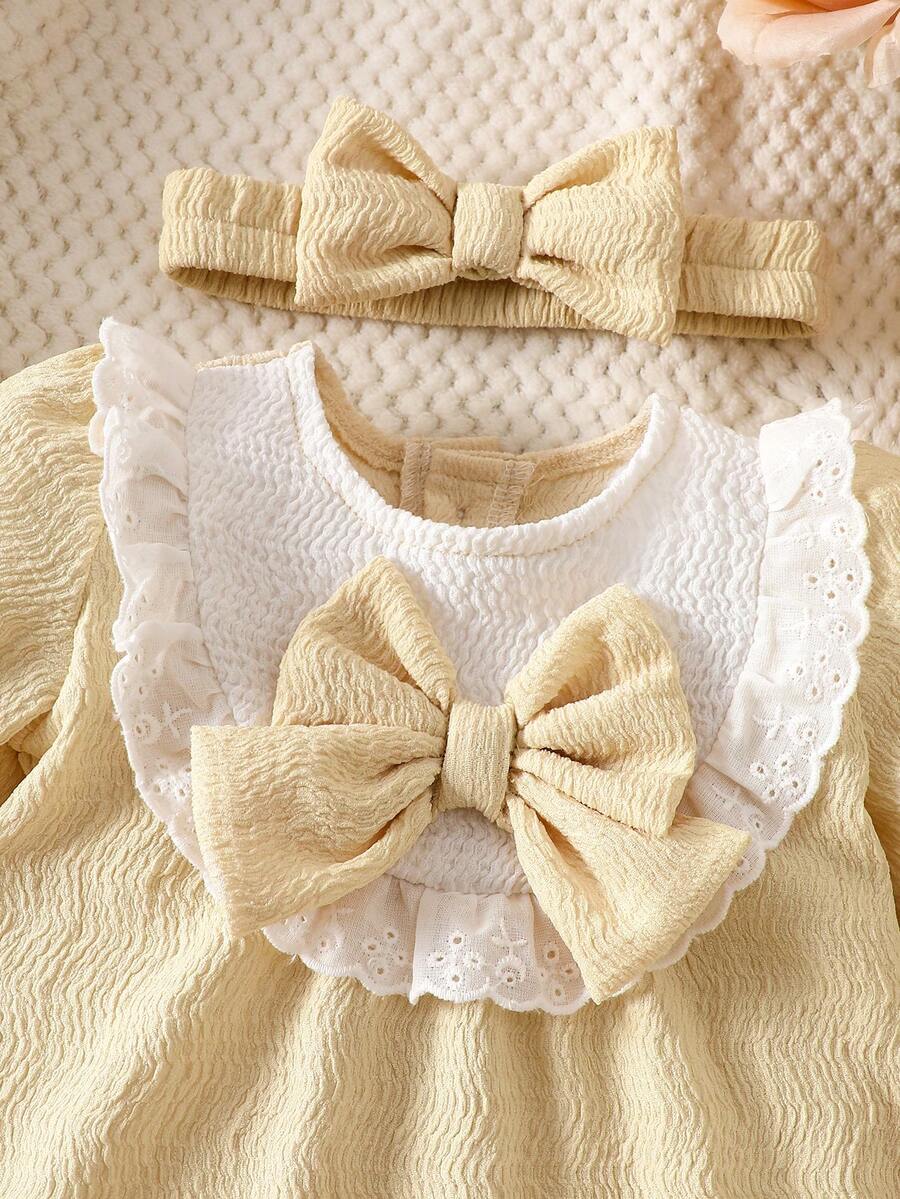 Newborn Pink Bow Dress & Headband Set - Sweet Princess Style Outfit