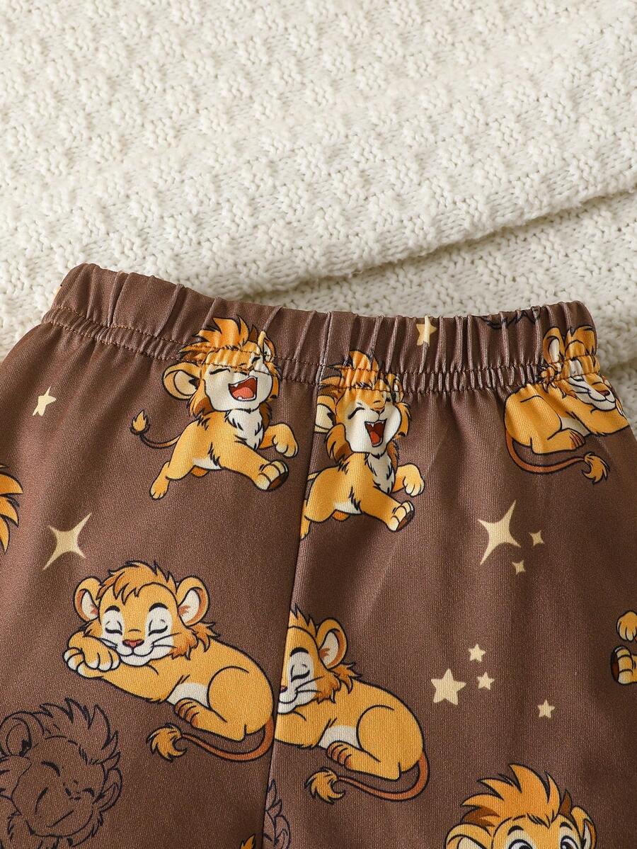 Baby Lion Print Romper and Shorts Set for Daily Wear and Photoshoots
