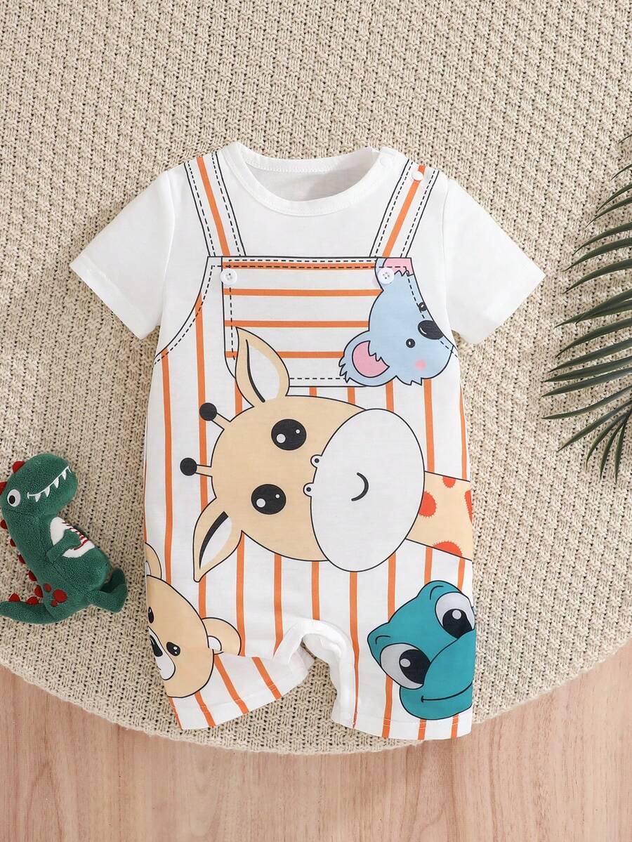 Baby Boy Cute Animal Party Print One Piece Pants Casual Soft Everyday Outfit