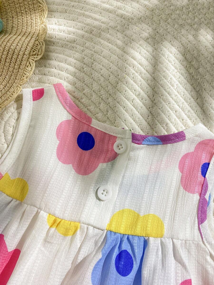 Cherry Print Sleeveless Top and Red Shorts Set for Baby Girls