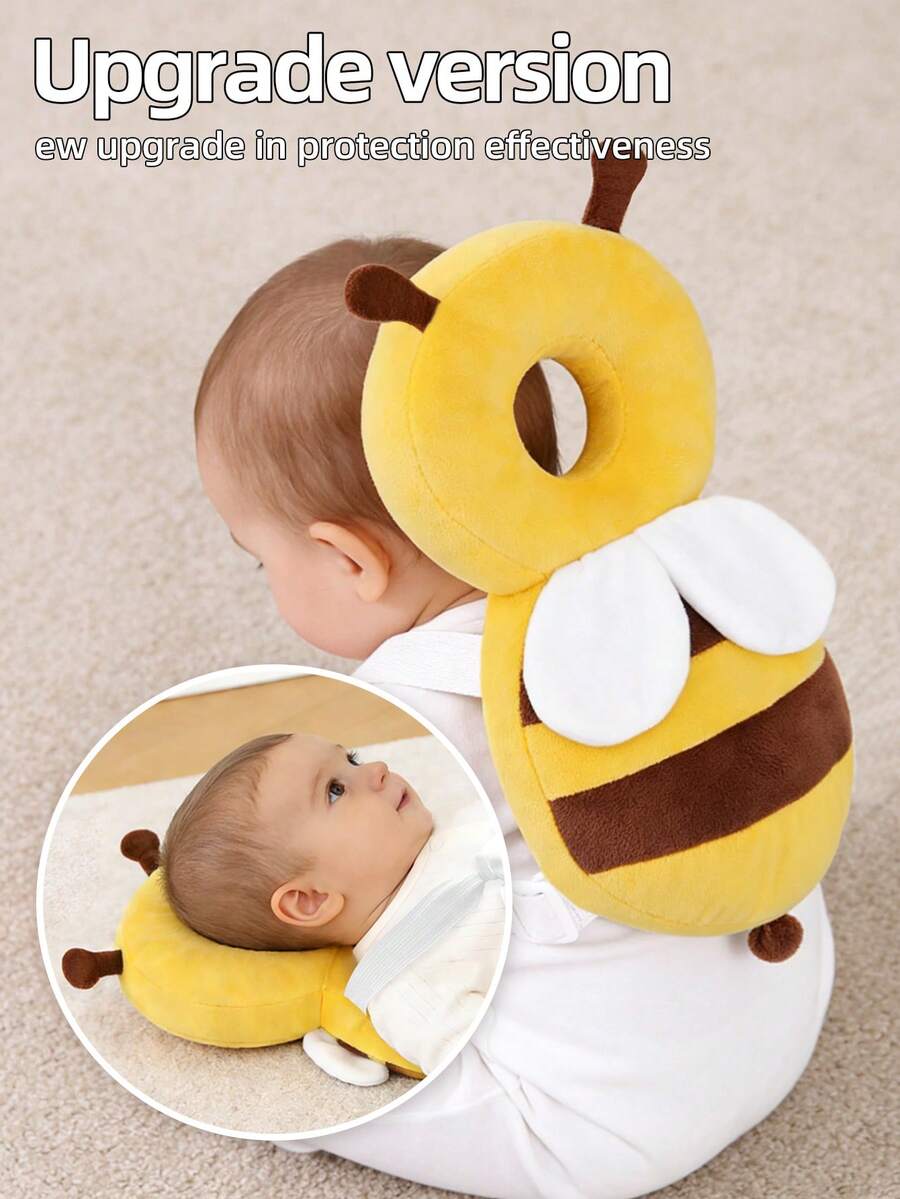 Baby Head Protection Backpack Adjustable Anti Fall Cushion Pad for Crawling and Walking Toddlers Bee Design