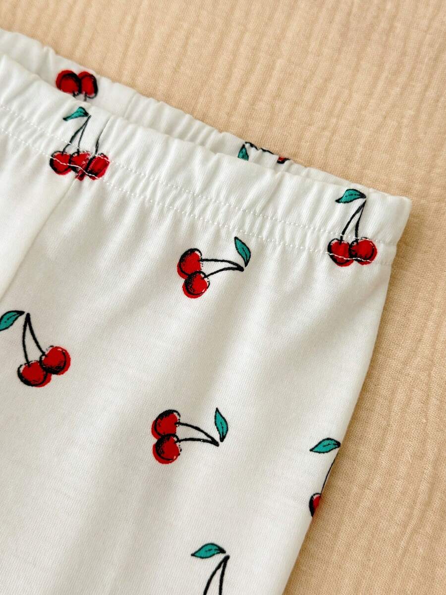 2PCS Baby Daisy Print T-Shirt and Shorts Set for Summer Daily Wear