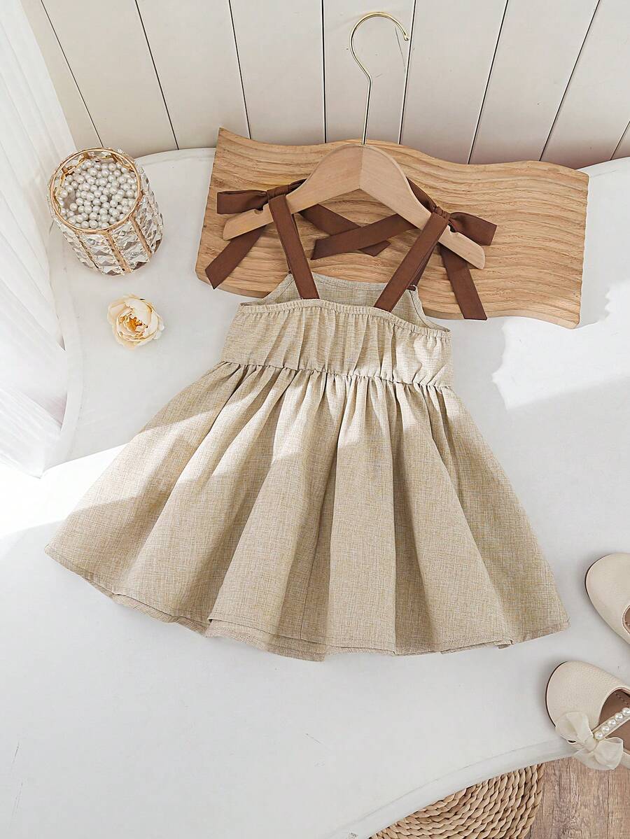 Little Girls Floral Print Sleeveless Dress With Bow Tie Waist Cute Summer Outfit