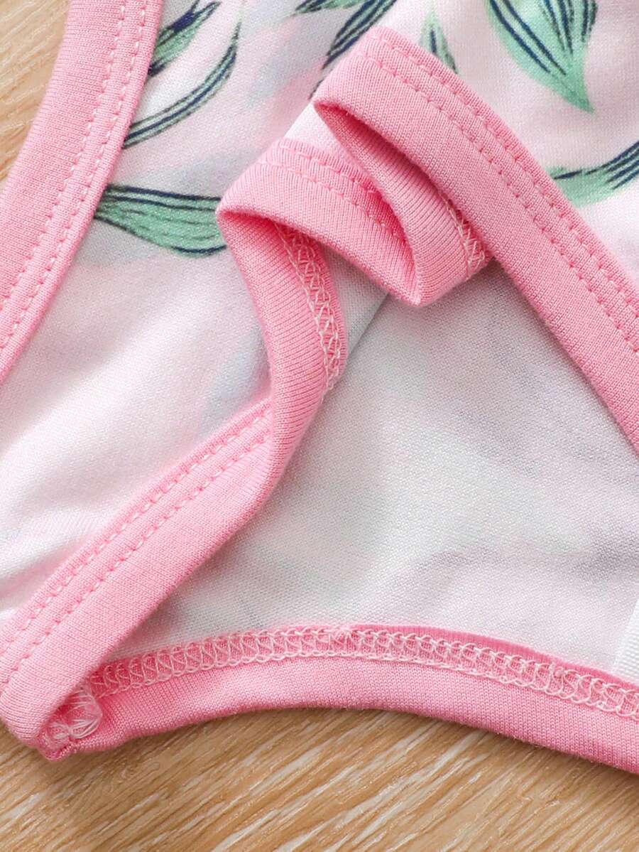 Baby Girl Floral Print Bodysuit With Matching Headband Cute Everyday Outfit